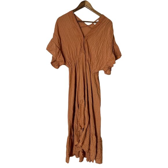 Umgee Orange Stripe Babydoll Sundress Womens Sz S Hi-Low Hem Dolman Sleeve - Picture 1 of 12